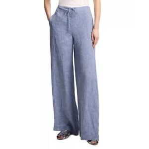 Theory Wide Leg 100% Hemp Blue Chambray Pants S NWT Drawstring